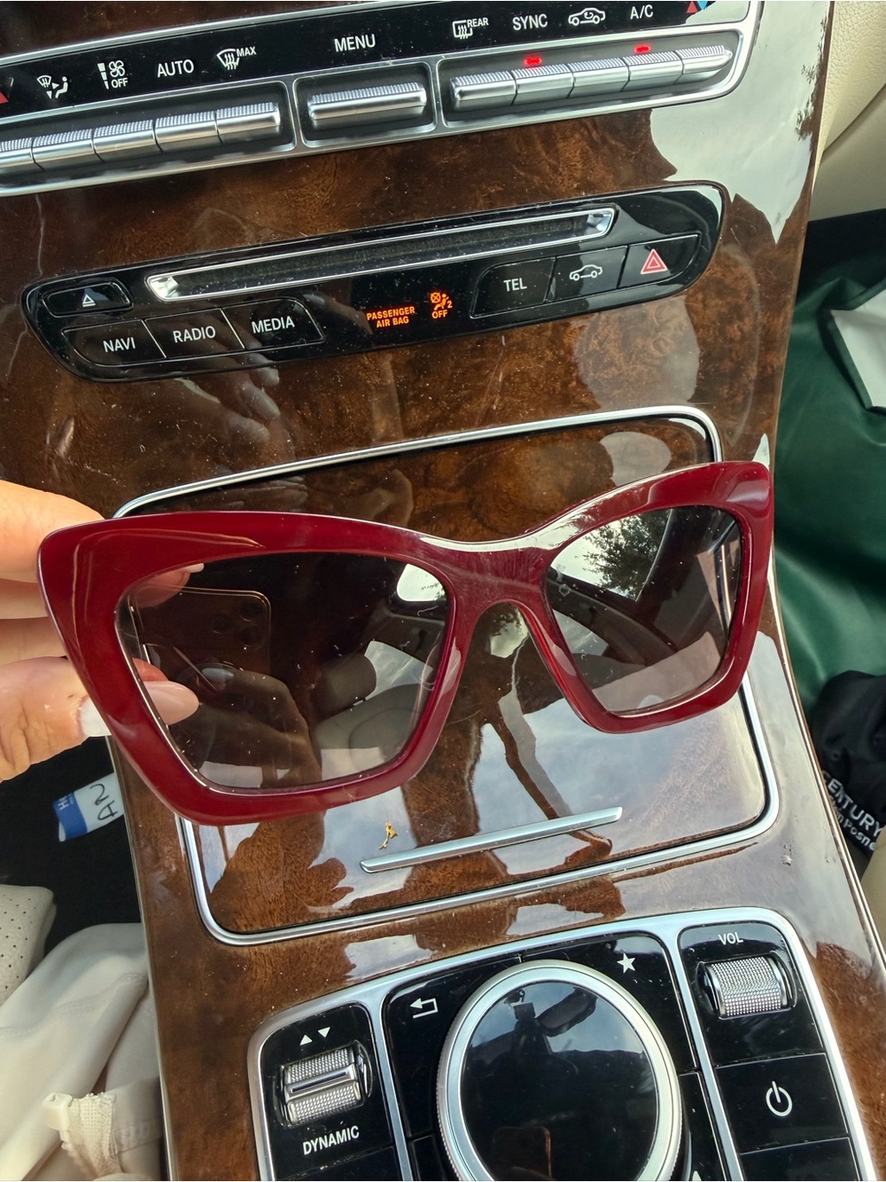 Salvatore Ferragamo Burgundy Oversized Cat-Eye Sunglasses